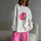 Maglione semplice con stampa a papera per donna