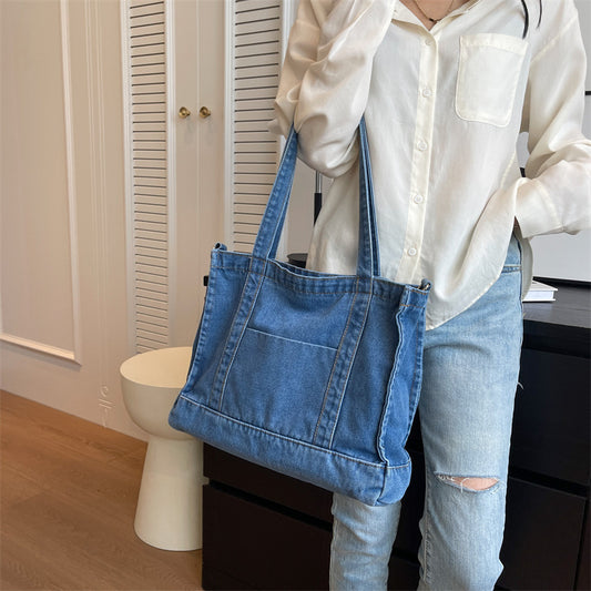 Women's Denim Fashion Large Capacity Shoulder Commuter Handbag