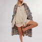 Fashion Button Lapel Sweatshirt With Slit Design Casual Sports Lantern Sleeve Pullover