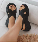 Lazy Wildleder Cross Strap Casual Fashion Open Toe Sandalen für Damen