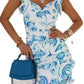 Summer Ruffles Sleeveless V-neck Hip Floral Dress For Women