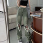 Lässige All-Match-Retro-Hose für Damen mit geradem Bein