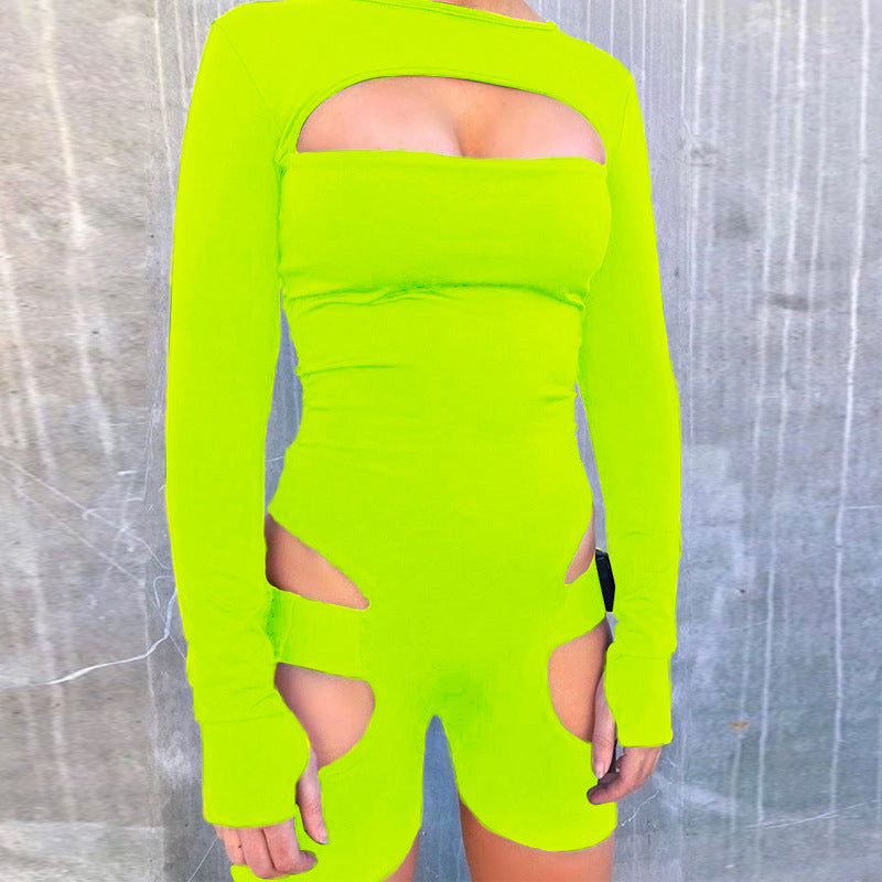 Tuta traforata con fibbia regolabile, pantaloncini a maniche lunghe, tuta da guerriero