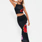 Sleeveless Printed Hip Slit Skirt Set
