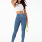 Jeggings Push Up, Jeans Palestra Azzurri, Leggings in Denim con Sollevamento del Sedere