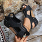 Sandalen mit Reißverschluss und Keilabsatz für Damen, leichte, höhenverstärkende Schuhe, modische, lässige Sandalen