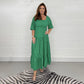 Comfortable Loose High Waist Embroidered Solid Color U Collar Dress For Women