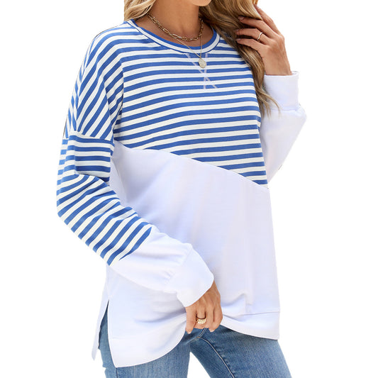 Mode Lässig Rundhals Pullover Split Design Damenbekleidung