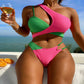 Bikini da spiaggia da donna con spacco a contrasto