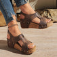 Sandalen mit Reißverschluss und Keilabsatz für Damen, leichte, höhenverstärkende Schuhe, modische, lässige Sandalen