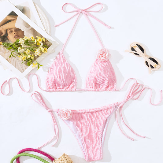 Sommer Sexy Einfarbig Seite Krawatte Tanga Badeanzug Damen Kleidung