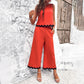 Completo con stampa Summer Wave, top senza maniche e pantaloni dritti