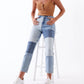 Cotton Stitching Retro Slim Straight Loose Jeans