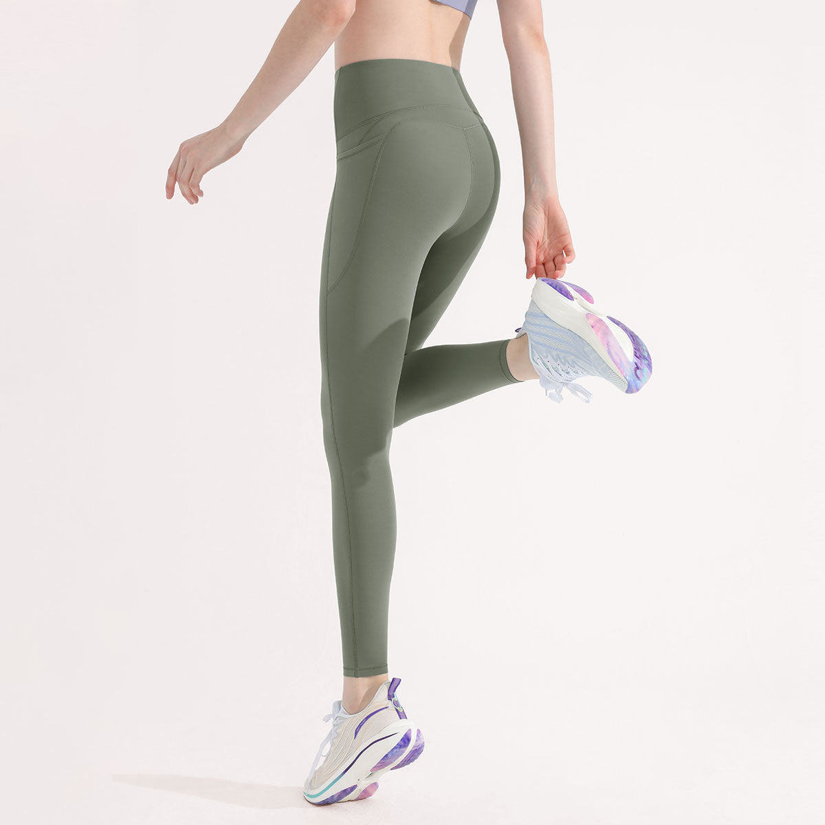 Outdoor Sports High Waist Hip Lift Fitness Running Tight Breathable Sports Pants
