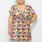 Women Summer Print Dress Casual Deep V Neck Beach