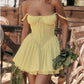 Sexy Spitzen-Hosenträgerkleid Sommermode Schnürung Schlanke Taille Plissee Kurze Kleider Für Damenbekleidung
