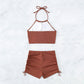 Sommer Neckholder-Bikinianzug Mode Kordelzug Design Ins Style Badeanzug für Damenbekleidung