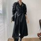 Cappotto snellente in PU a vita media da donna retrò