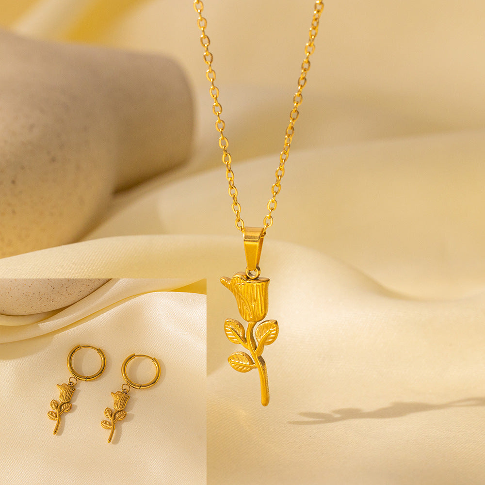 Collana in acciaio inossidabile Orecchini Gioielli da donna Completo