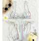 Chinese Style Printed Sub-system Belt Swimsuit