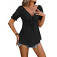 Maglietta estiva a tinta unita con scollo a V e coulisse, a maniche corte, abbigliamento da donna