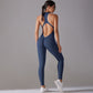Solide Beauty-back Lange Hosen Jumpsuit Yoga Fitness Running Dance Slim Bodysuit Damen Sportbekleidung