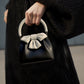 Borsa a secchiello con fiocco a contrasto di colore, da donna, plissettata