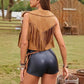 Women's Casual Suede Fringe Lapel Short Jacket