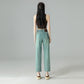 Jeans dritti ricamati cropped verde menta da donna