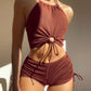 Sommer Neckholder-Bikinianzug Mode Kordelzug Design Ins Style Badeanzug für Damenbekleidung