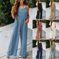 Summer Casual Solid Color Loose Overalls Womens Clothing