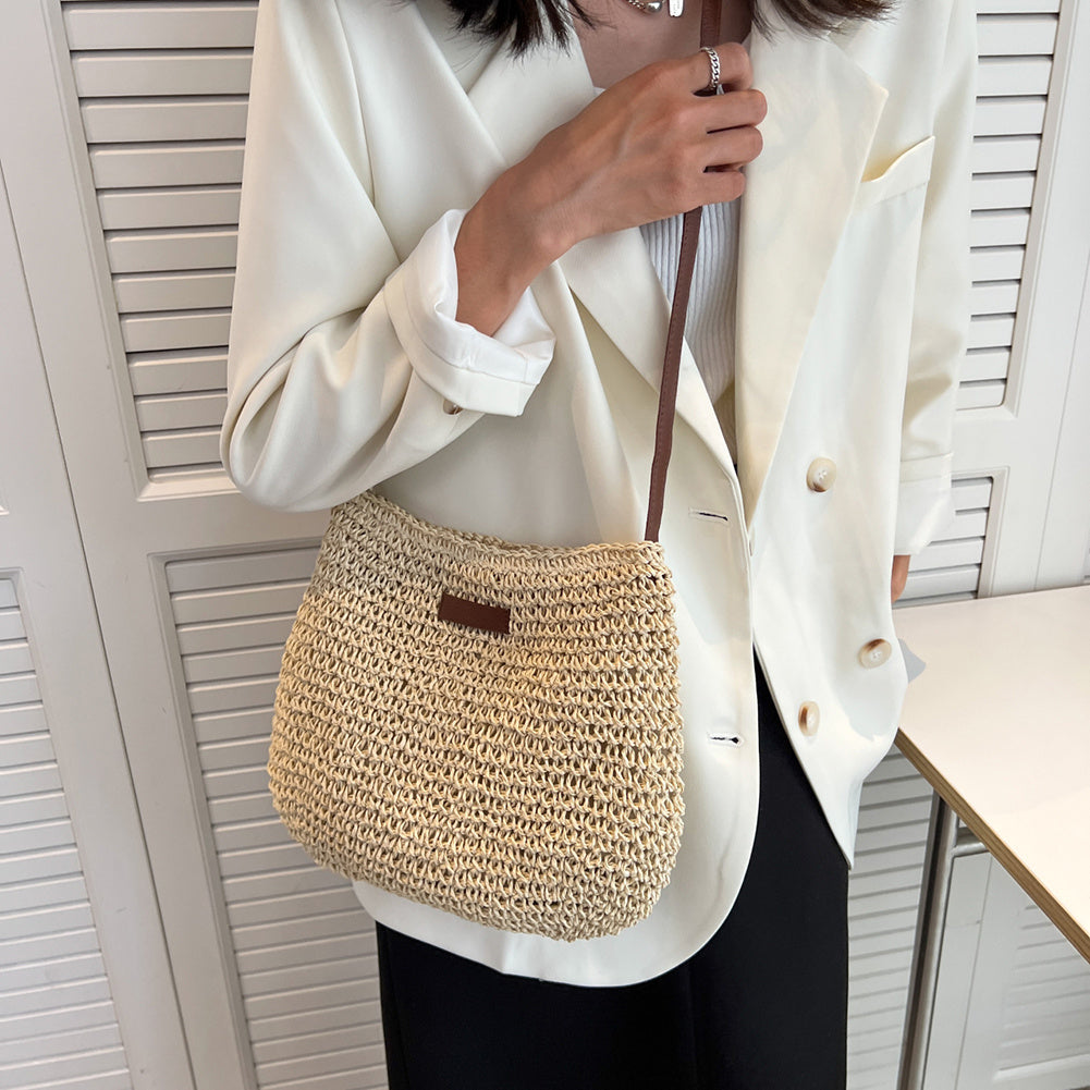 Borsa tote in paglia per le vacanze con design di nicchia