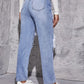Lässige zerrissene Jeanshose mit hoher Taille