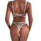 Set reggiseno e mutandine con anello in acciaio trasparente bianco da donna