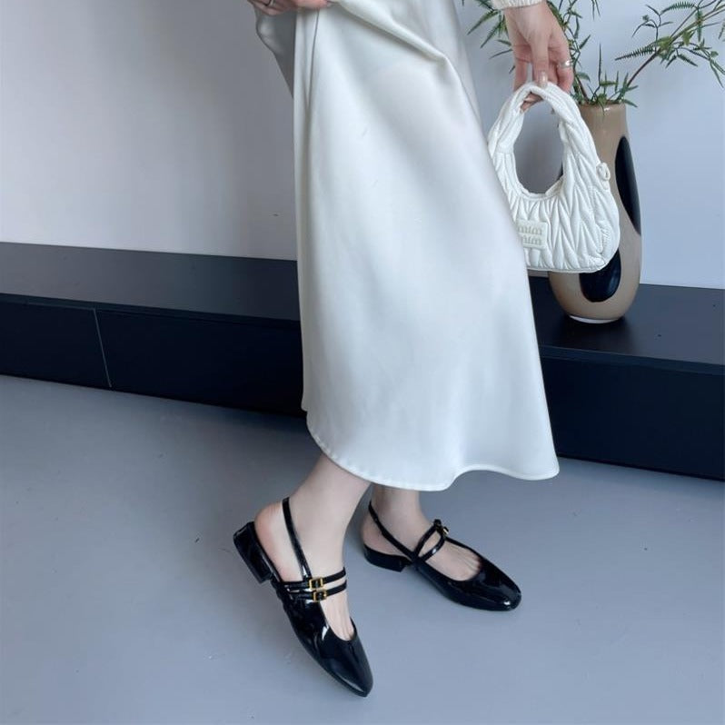 Women's Buckle Square Toe Leisure Semi-slippers Sandals