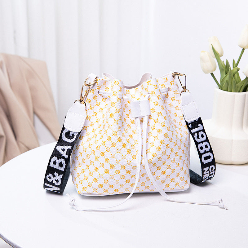 Borsa a secchiello stampata, moda femminile, borsa a tracolla di grande capacità