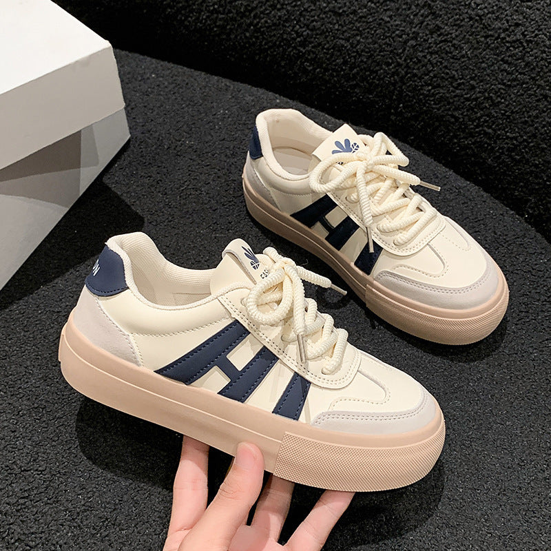 Scarpe sportive da tavola con lacci, versatili e casual, con suola spessa, per studenti