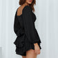 Women Jumpsuit Short Puff Sleeve Fashion Ruffle Shorts