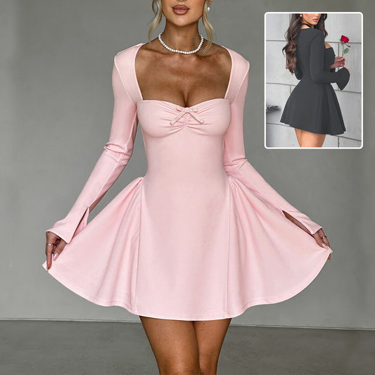 Commute Low-neck Long-sleeved Dress
