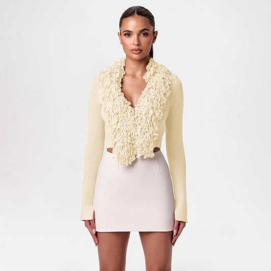 Cardigan lavorato a maglia da donna, stile semplice e pigro