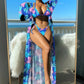 Split Long Sleeve Ins Blouse Banded Bikini