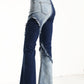 Geometric Raw Edge Jeans With High Waistline And Slimming Effect