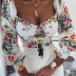 T-shirt a maniche lunghe con stampa di fiori di rosa disponibile in magazzino