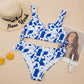 Costume da bagno bikini con fiocco e stampa mucca divisa da donna