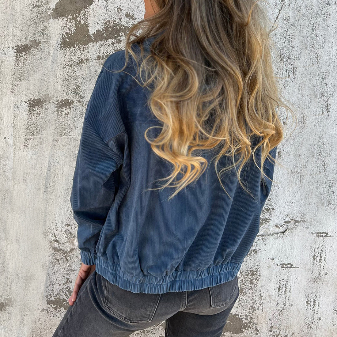 Corduroy Hooded Zip-up Jacket With Pockets Fashion