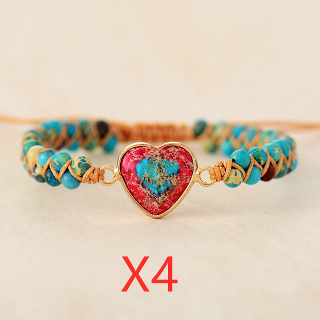 Rotes Kaisersteinarmband Pfirsichherz Liebesarmband Geflochtenes Armband