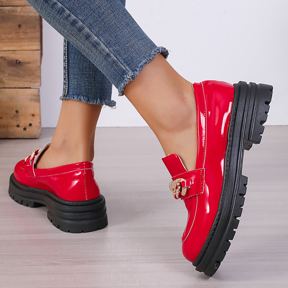 Scarpe in pelle retrò casual in stile britannico per le donne