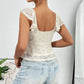 Casual Short Top Lace Lace Band V-neck Top