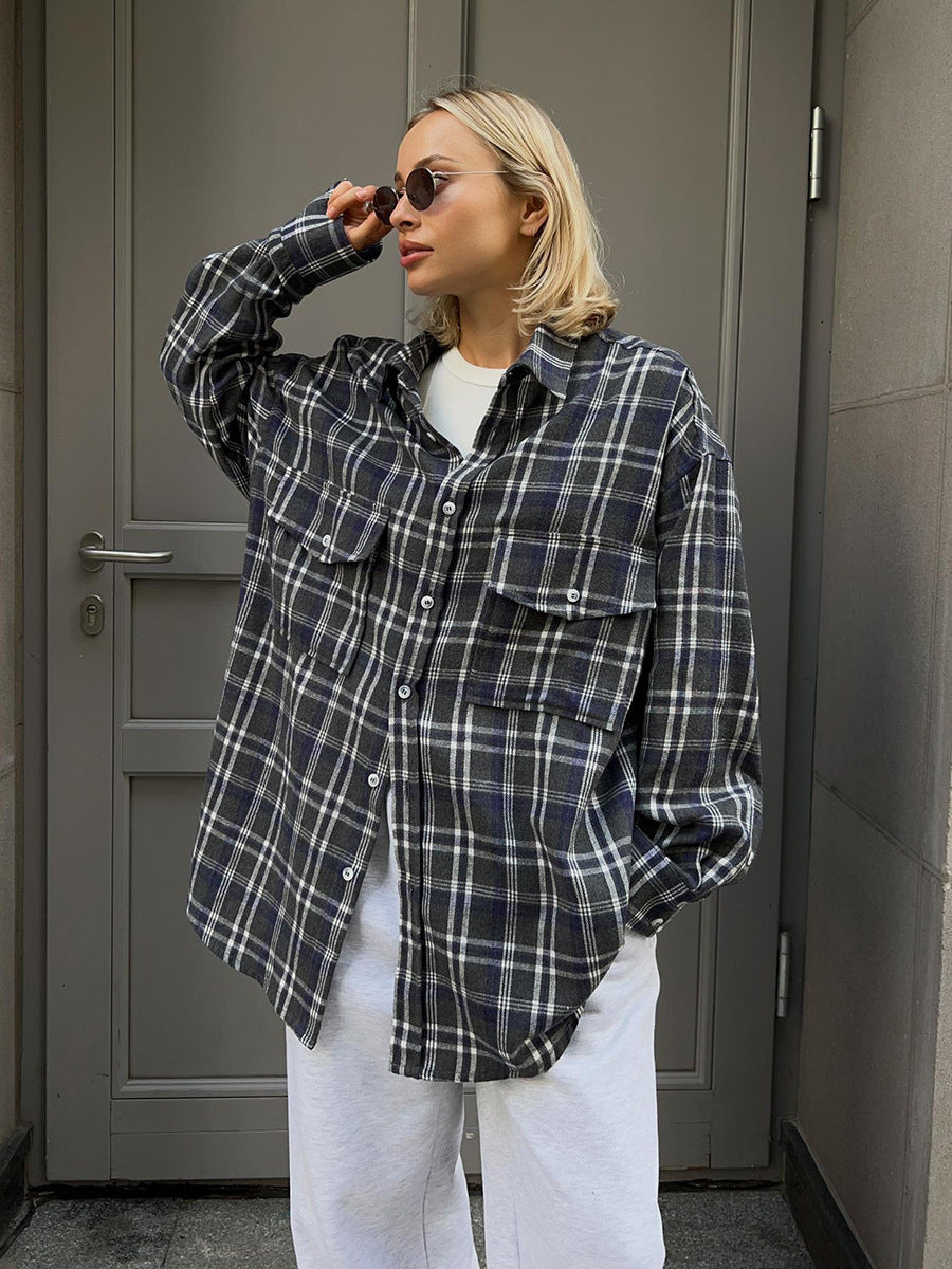 Fashion Personality Plaid Shirt For Women