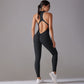 Solide Beauty-back Lange Hosen Jumpsuit Yoga Fitness Running Dance Slim Bodysuit Damen Sportbekleidung